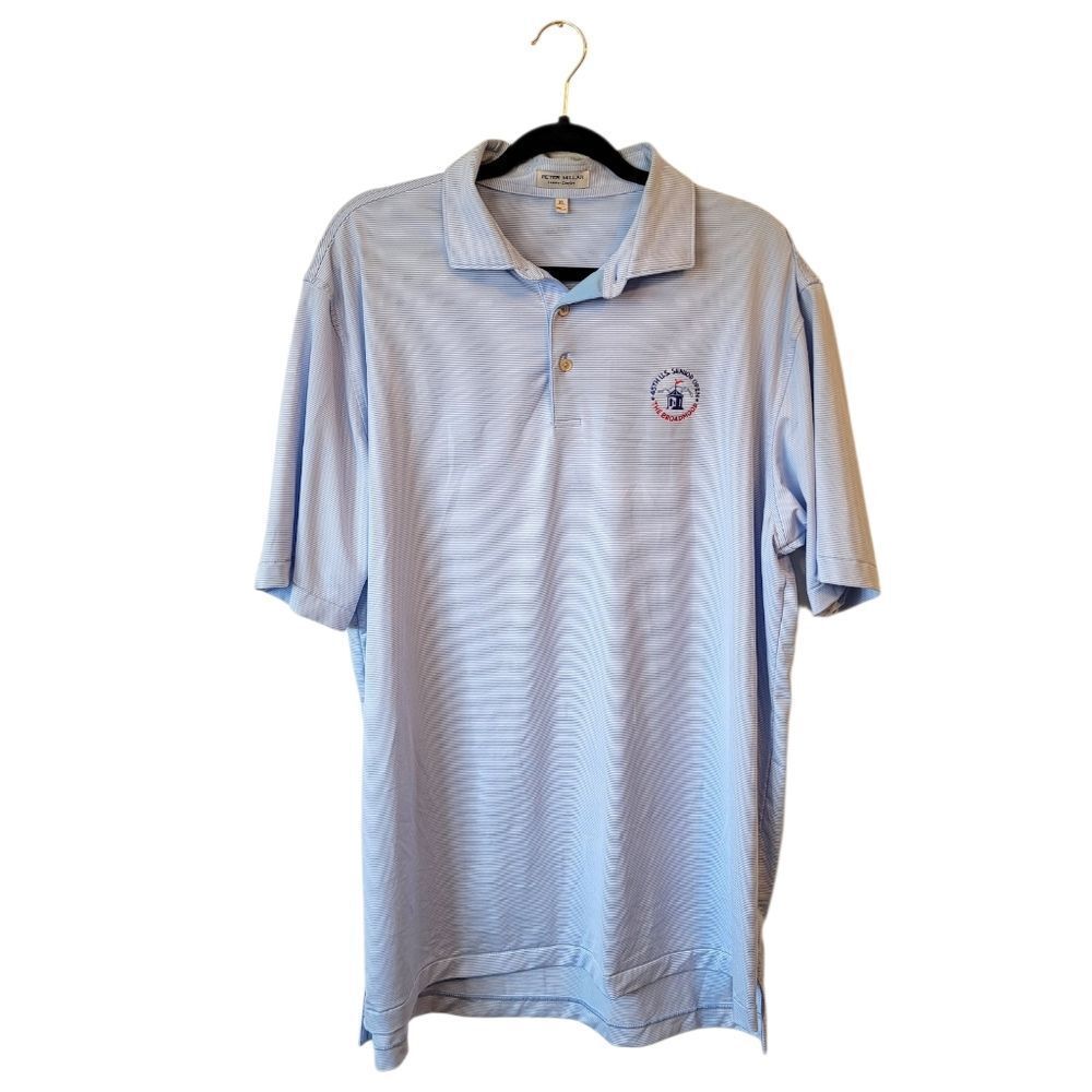Peter Millar Summer Comfort Light Blue Stripe Senior Open Broadmoor Golf Polo XL - Picture 1 of 6